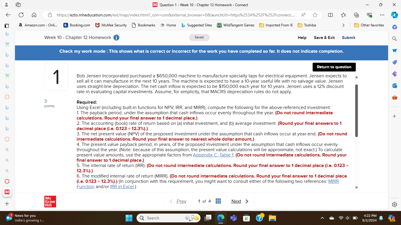  & [ Question 1 - Week 10 - Chapter 12 Homework