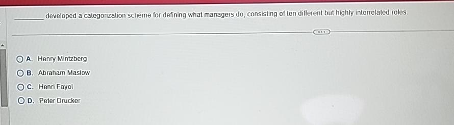 developed a calegorization scheme for defining what managers do, consisting of
