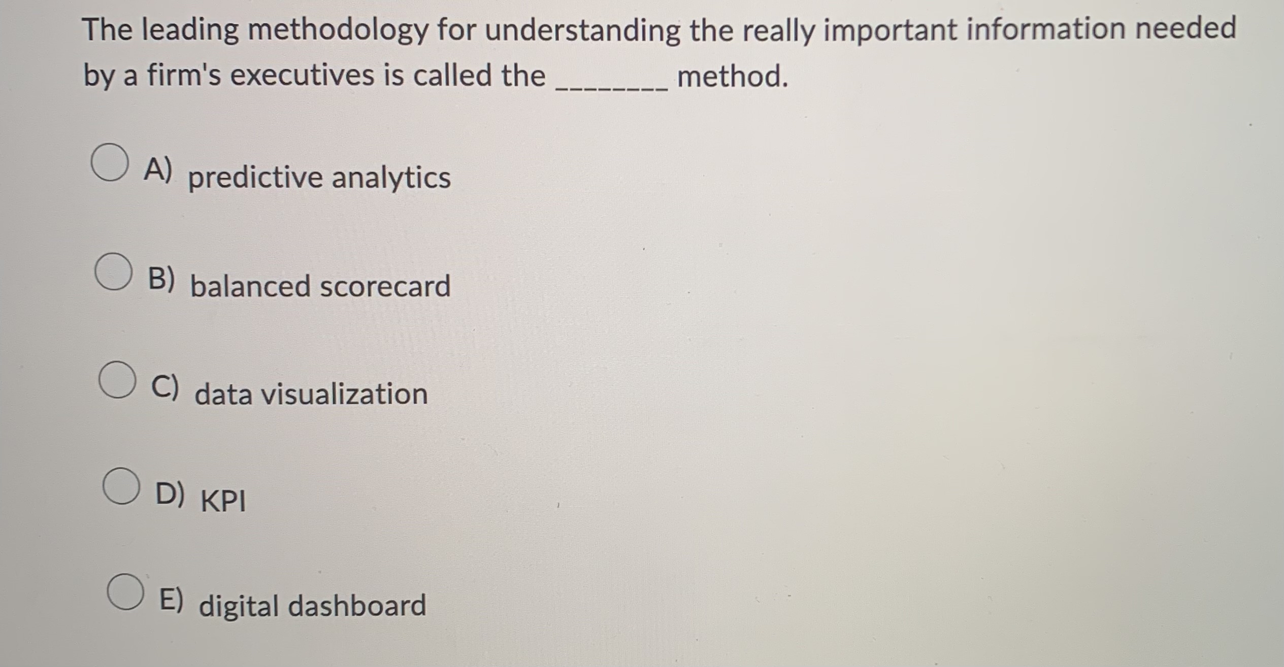  The leading methodology for understanding the really important information needed by