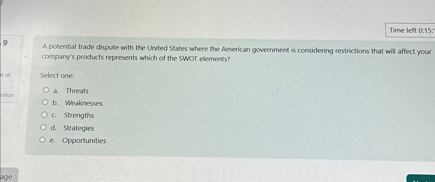  Time left 0:15: A potential trade dispute with the United States