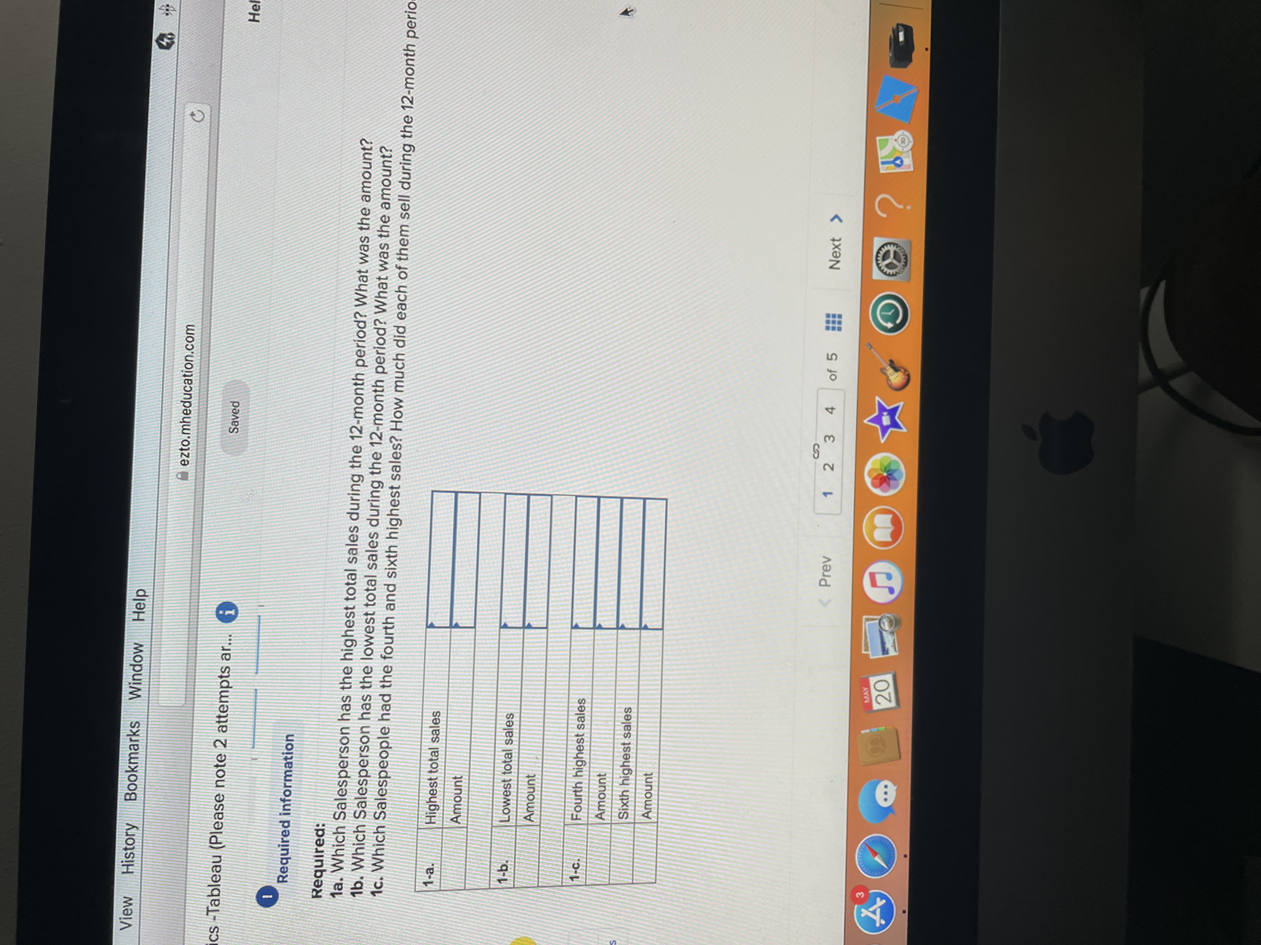 View History Bookmarks Window Help ezto.mheducation.com C cs -Tableau (Please note
