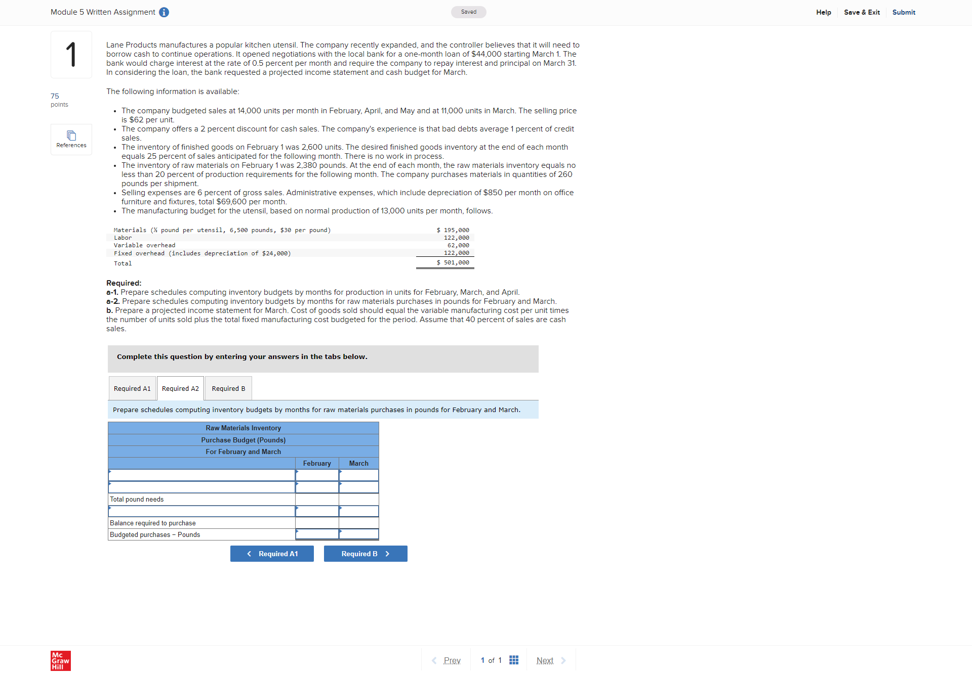 manufactures a popular kitchen utensil. The company recently expanded, and the controller