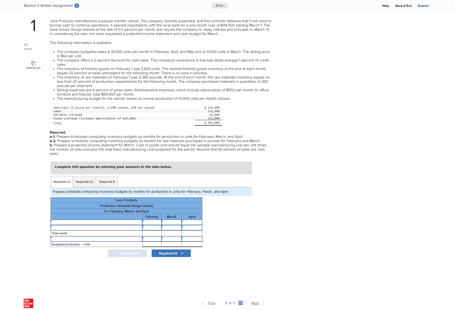Module 5 Written Assignment @) Seveo 1 points References Lane Products
