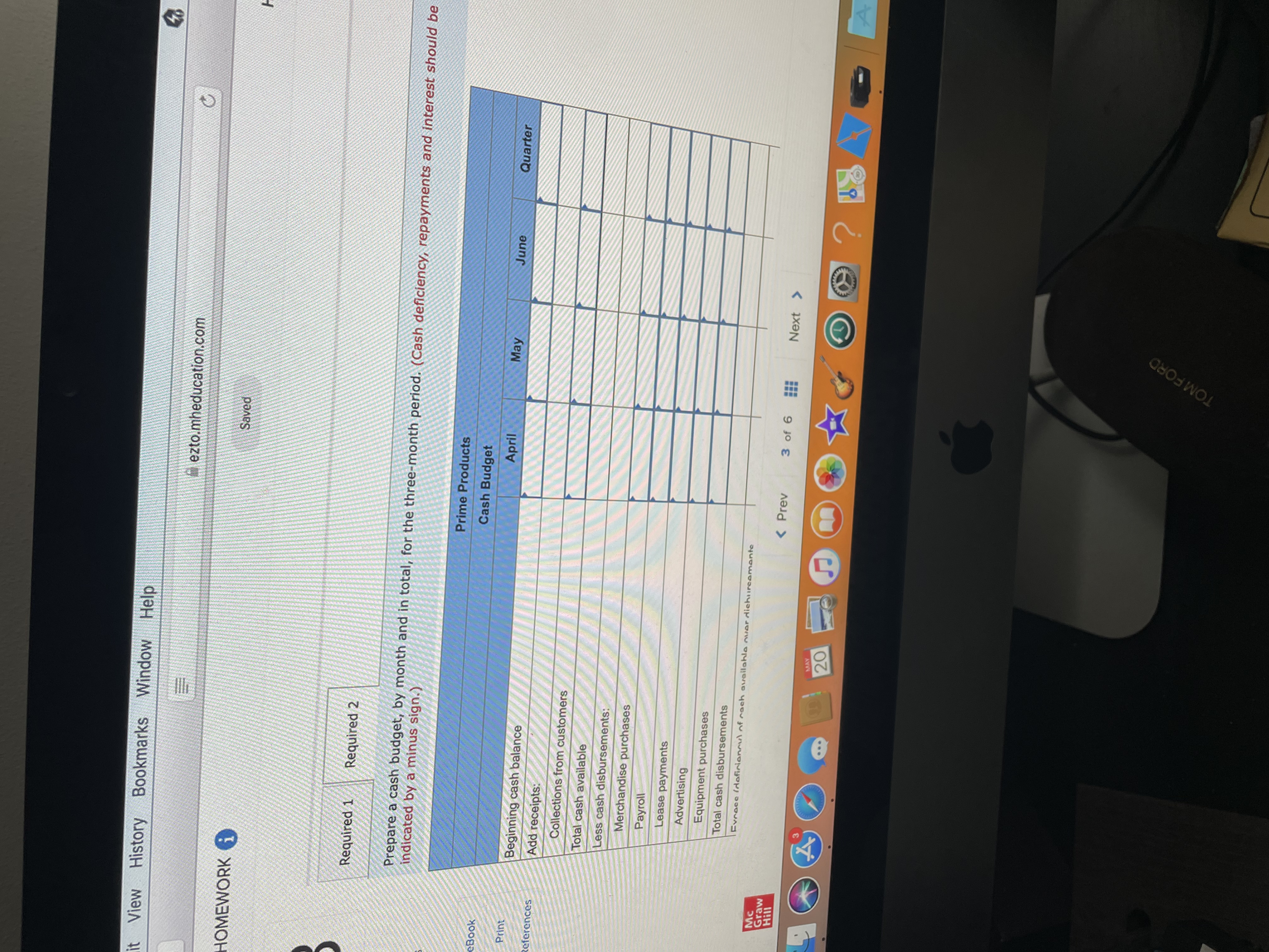  it View History Bookmarks Window Help ezto.mheducation.com C HOMEWORK Save Required