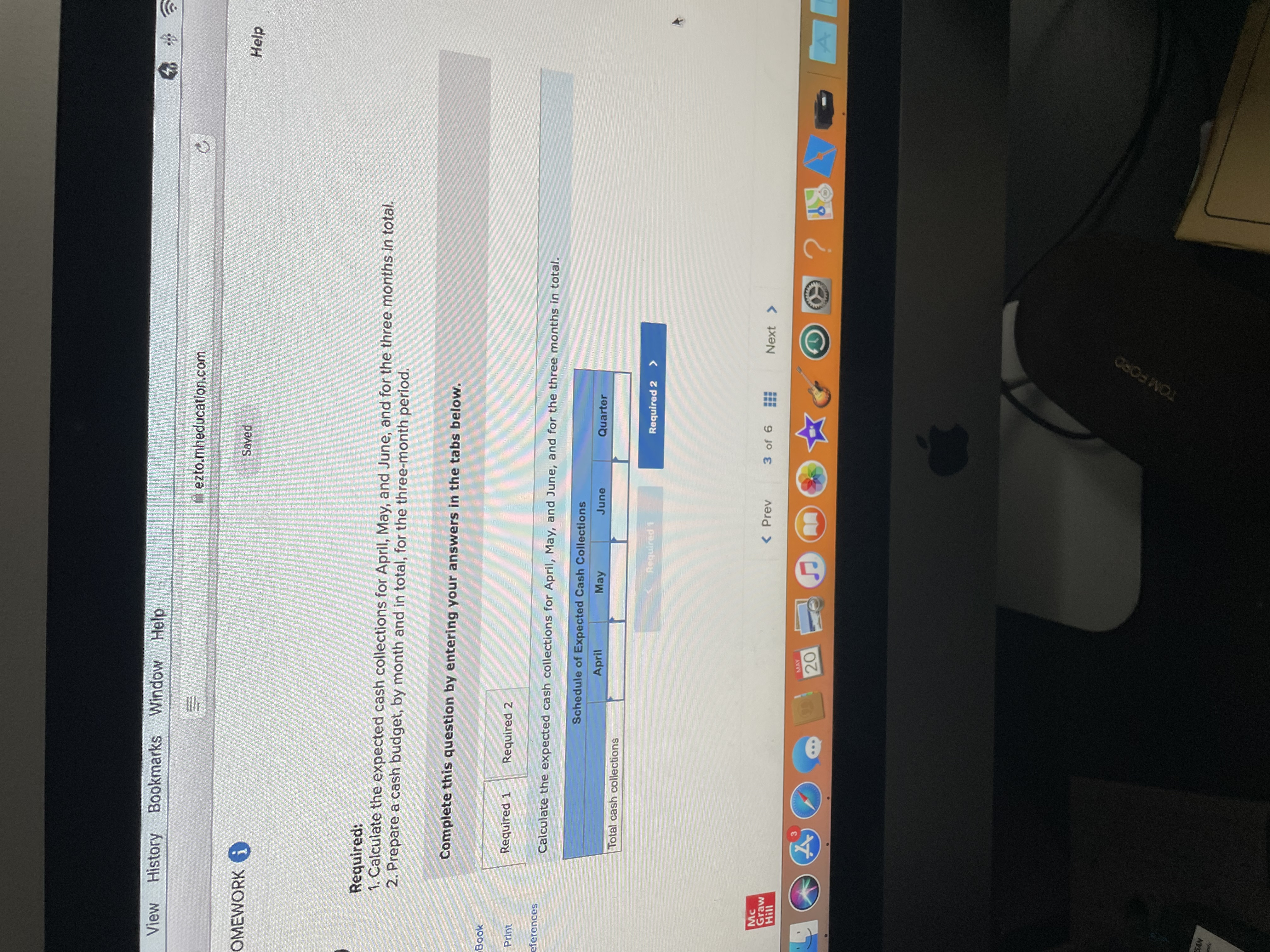 1 Required 2 Prepare a cash budget, by month and in total,