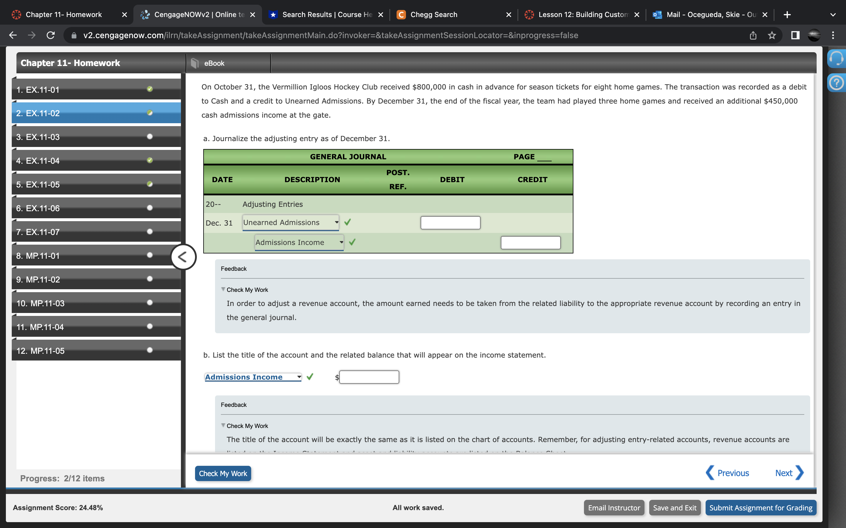  Chapter 11- Homework 0' v2.cengagenow.com Chapter 11- Homework 1. EX.1101 .EX.11-02