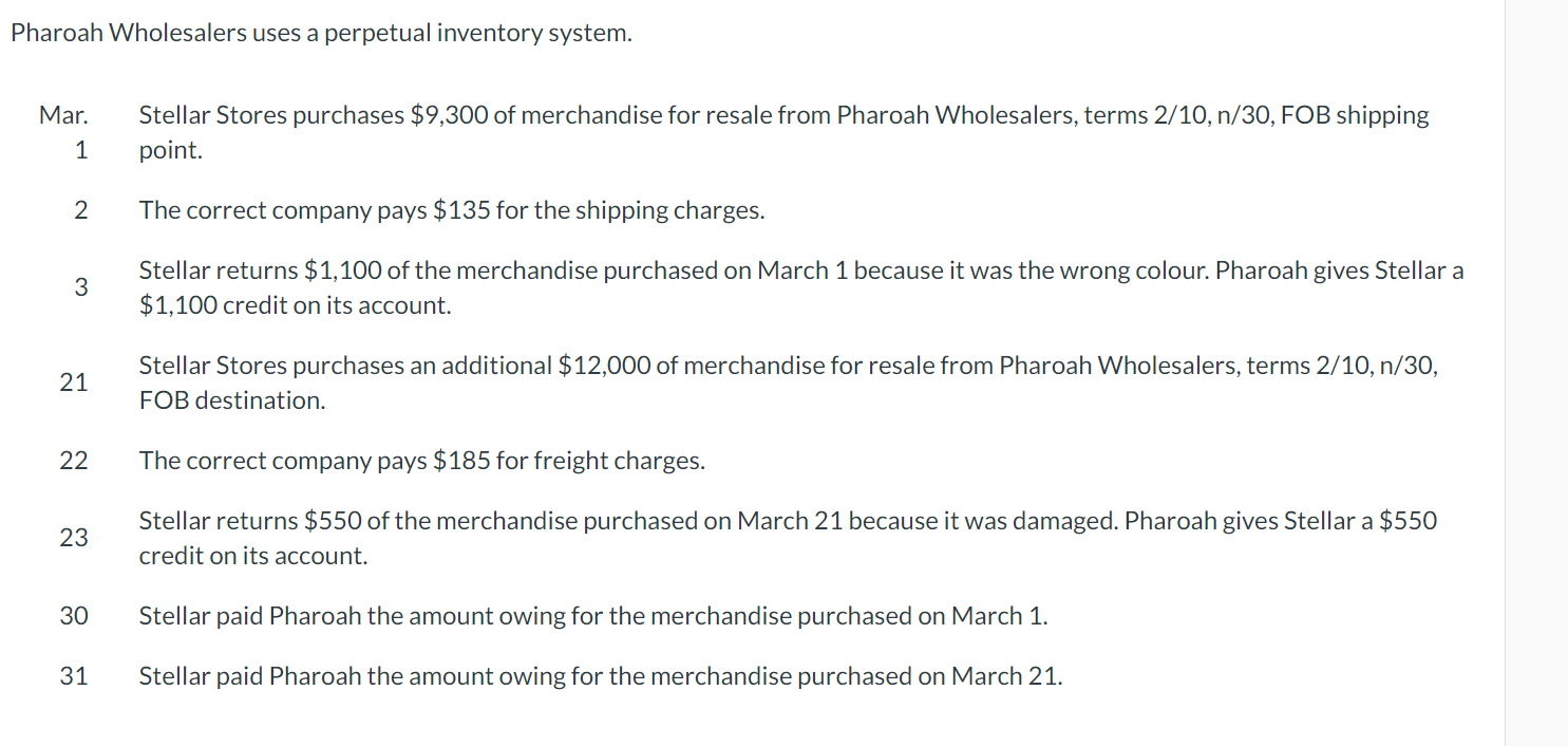 terms 2/10, n/SO, FOB shipping point. 2 The correct company pays $175