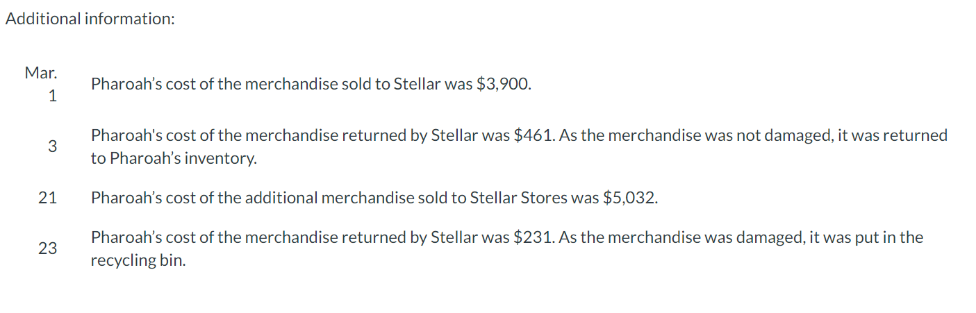 for the shipping charges, 3 Sandhill returns $1,100 of the merchandise purchased