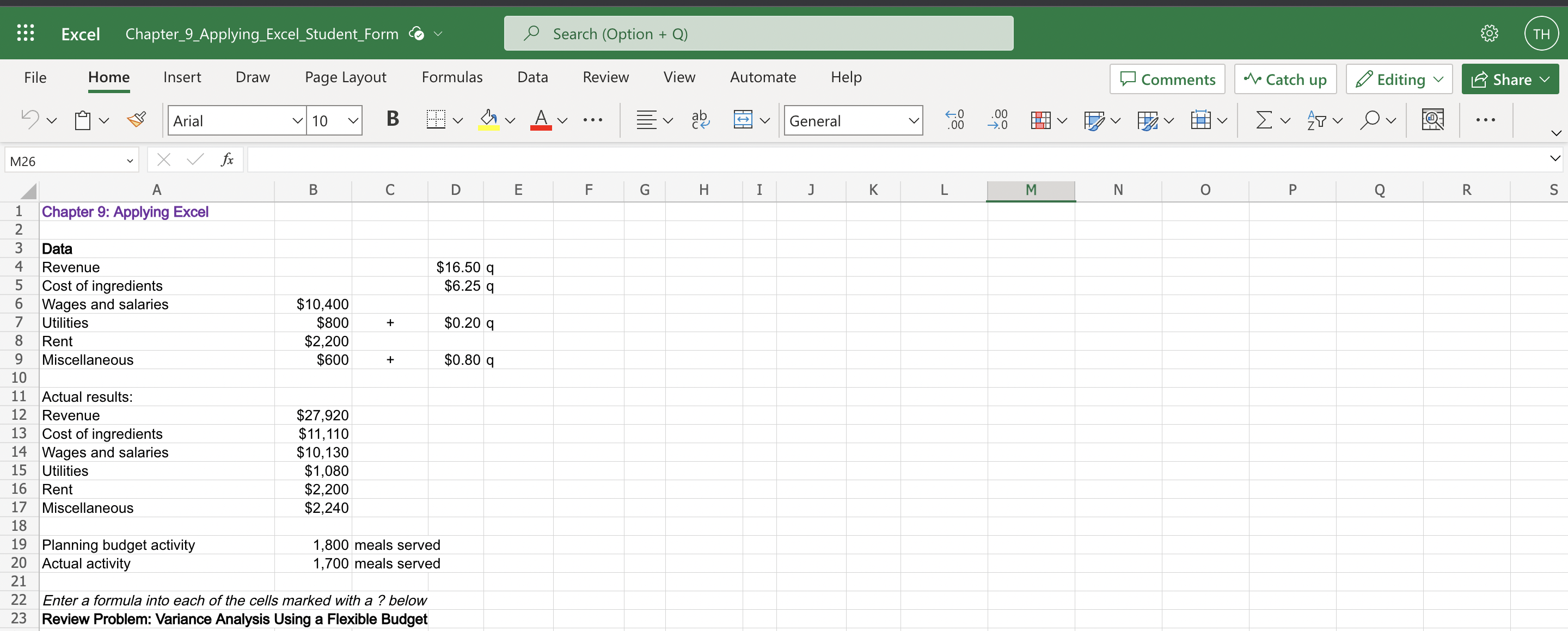 please help me with this excel. I need all the ?'s answered