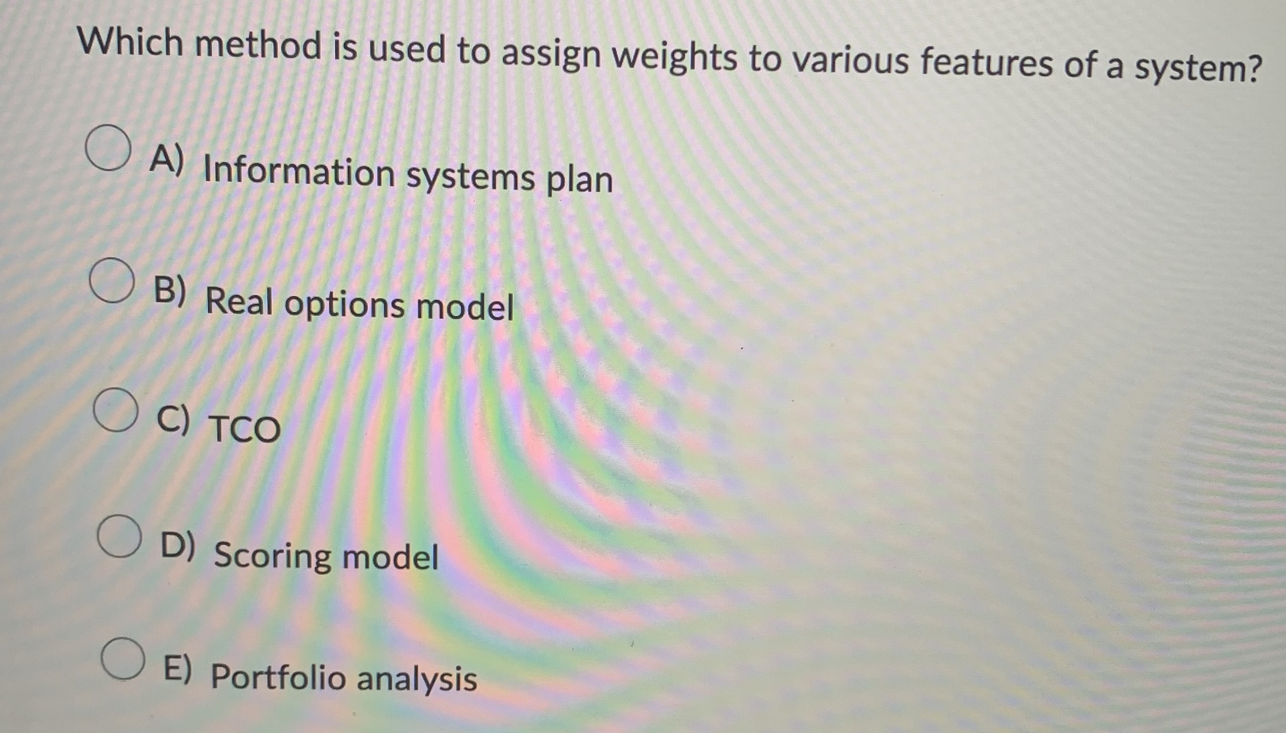  Which method is used to assign weights to various features of