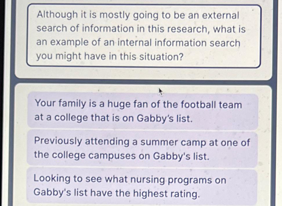  Although it is mostly going to be an external search of