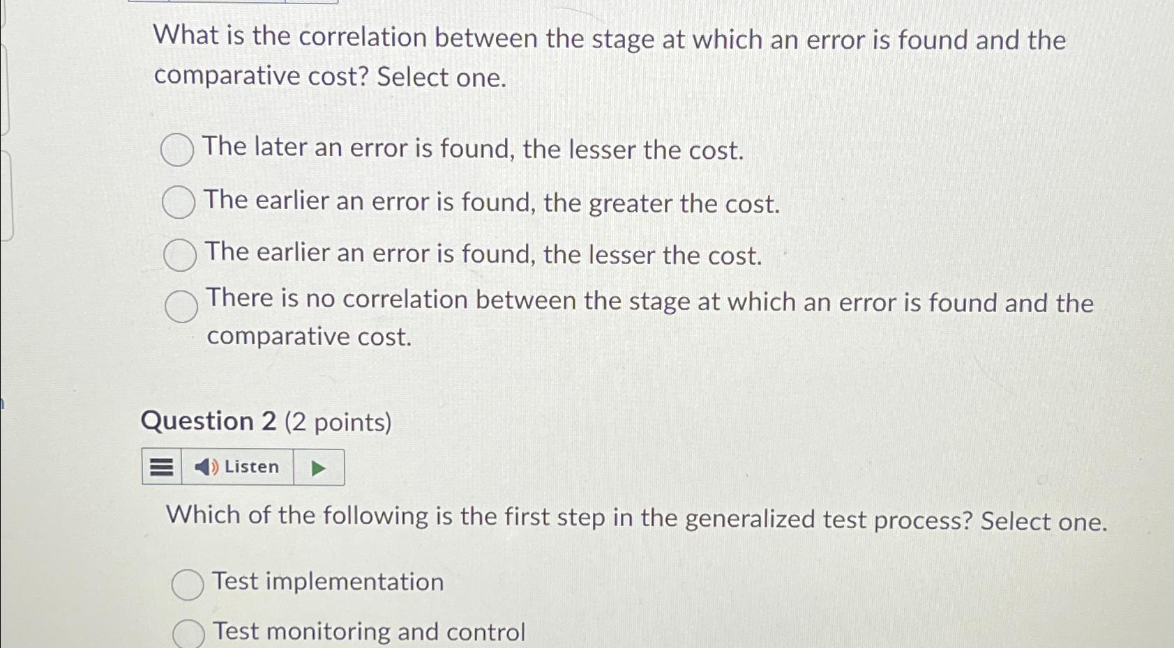  What is the correlation between the stage at which an error