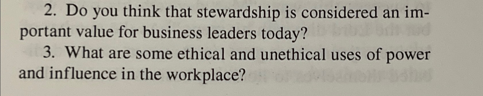  Do you think that stewardship is considered an important value for