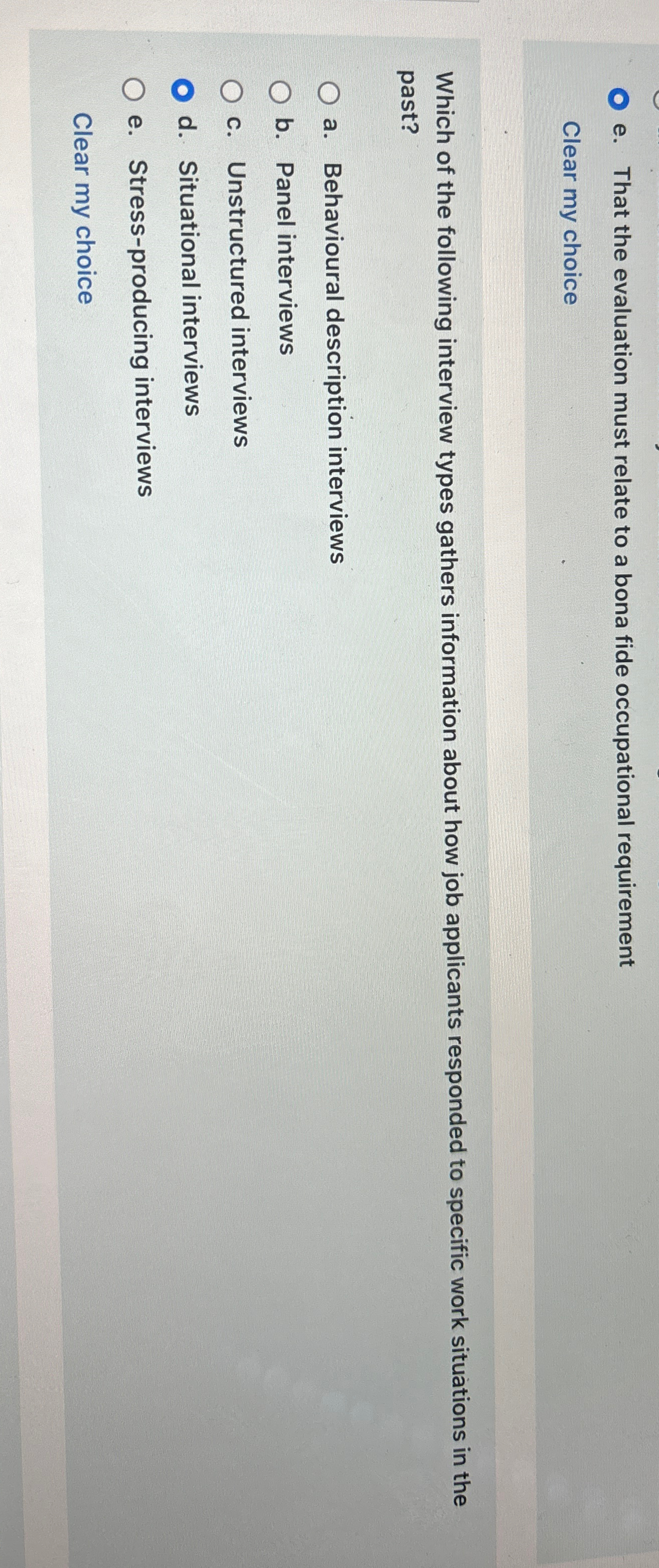  e. That the evaluation must relate to a bona fide occupational