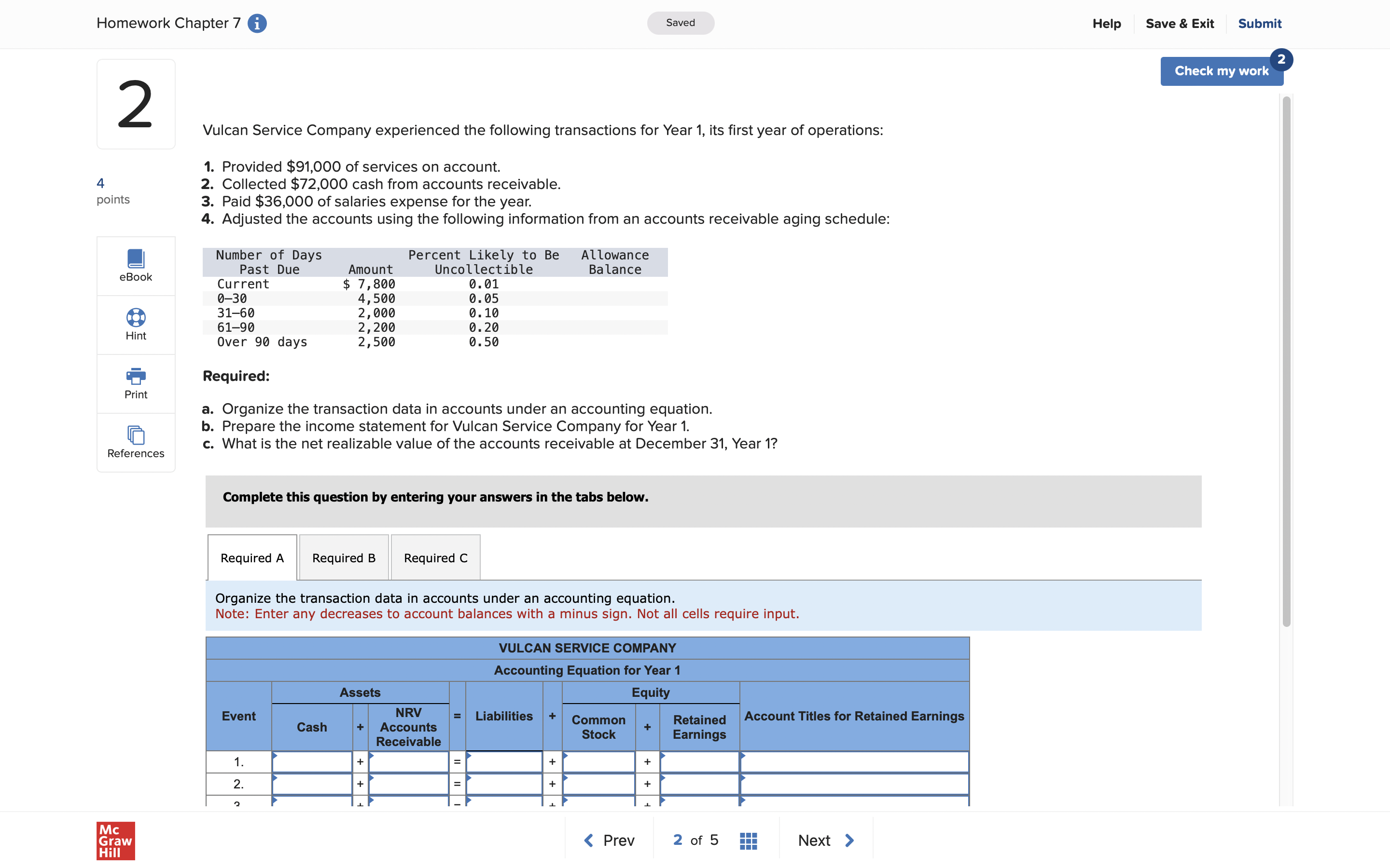  Homework Chapter 7 i Saved Help Save & Exit Submit Check