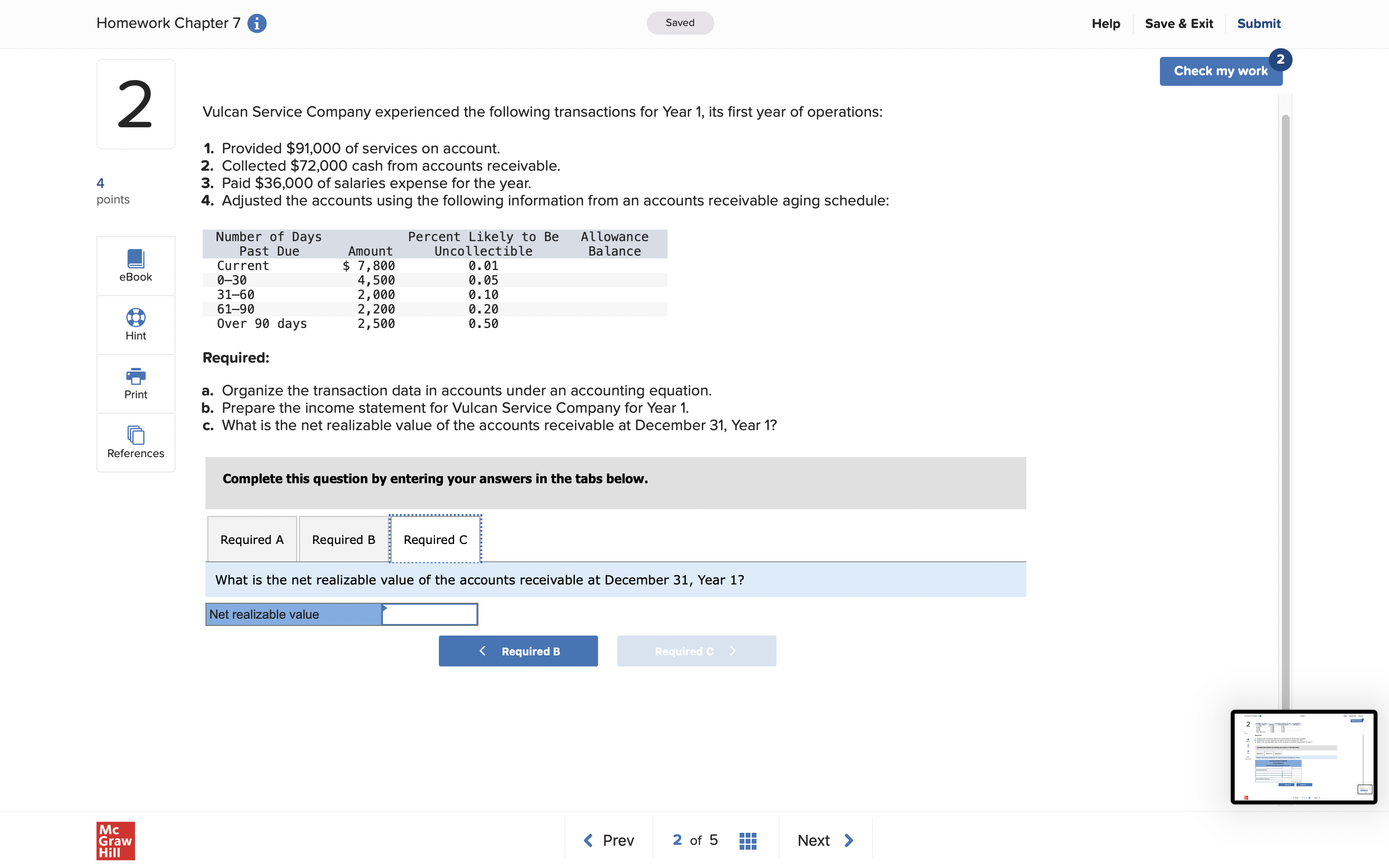account. 4 2. Collected $72,000 cash from accounts receivable. points 3. Paid
