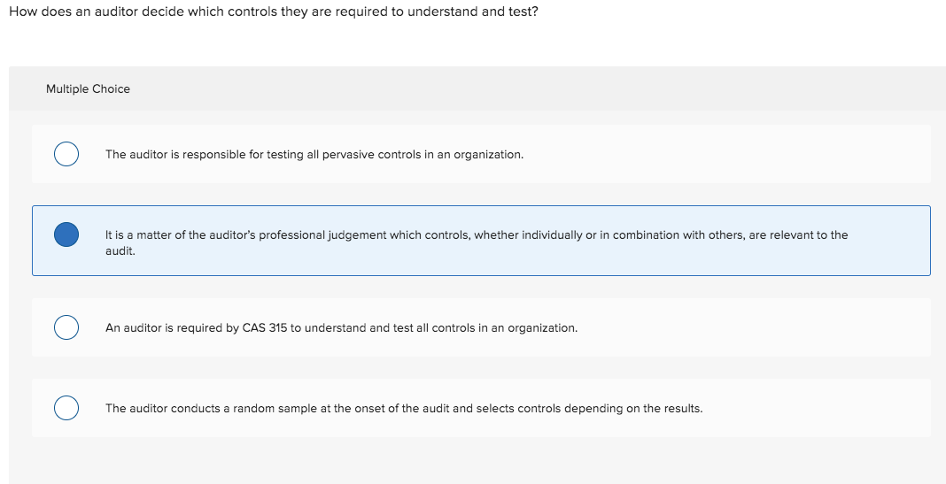 How does an auditor decide which controls they are required to
