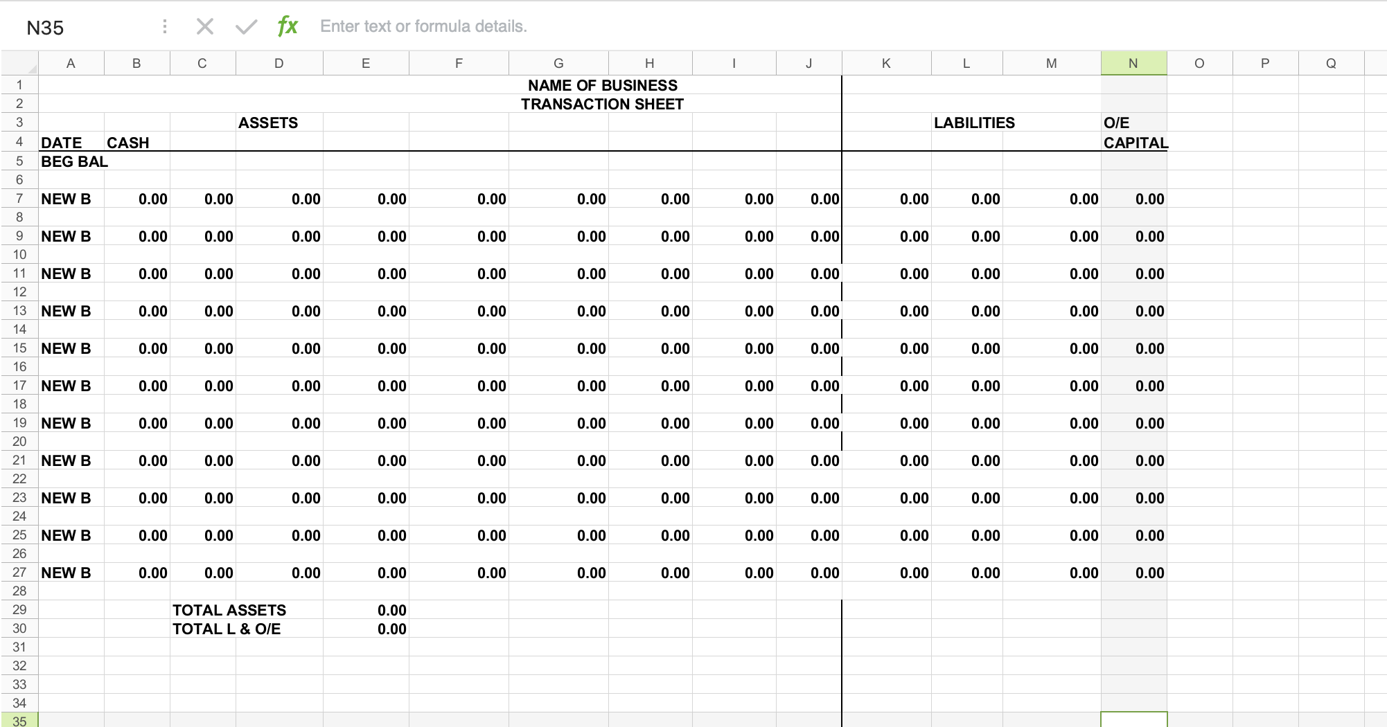 N35 X V fx Enter text or formula details. A B