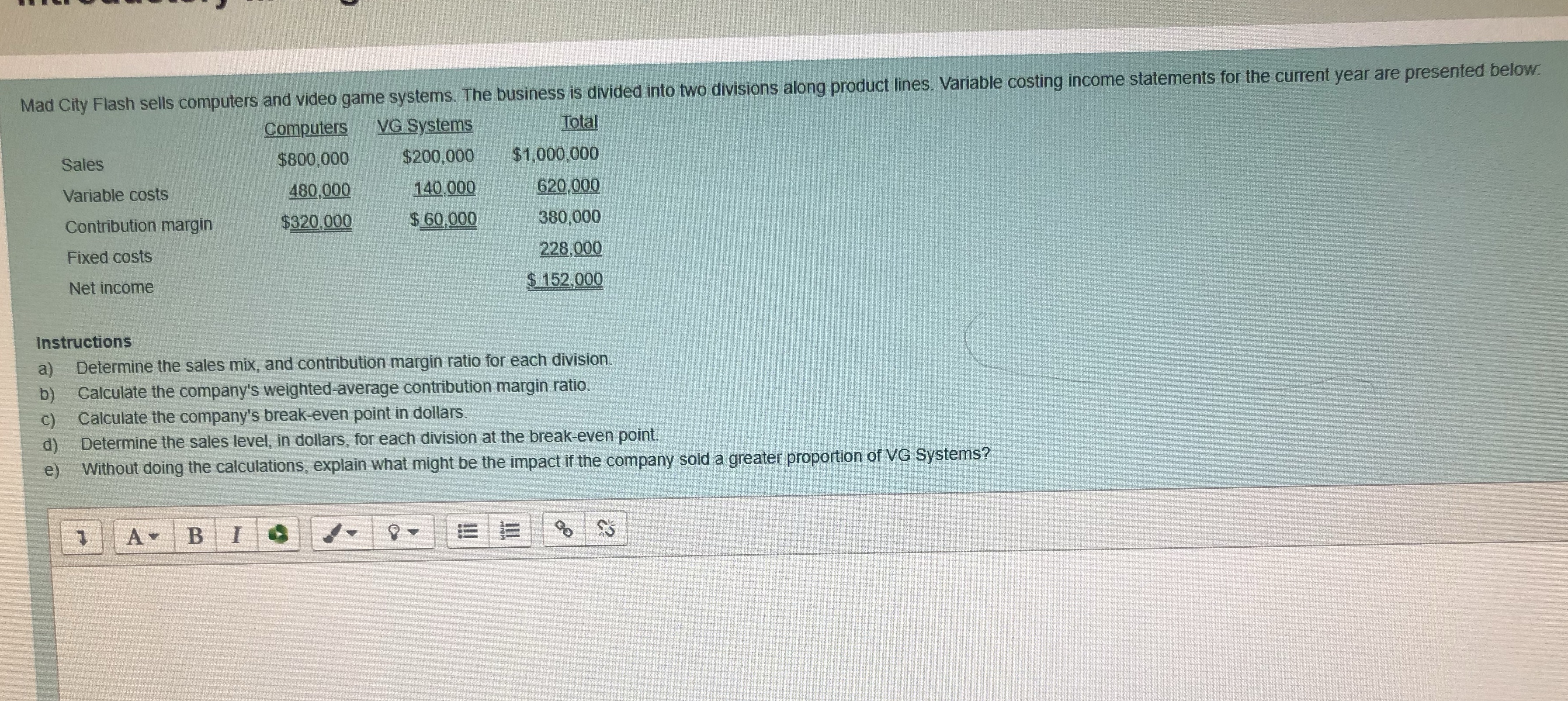 Please help Mad City Flash sells computers and video game systems. The
