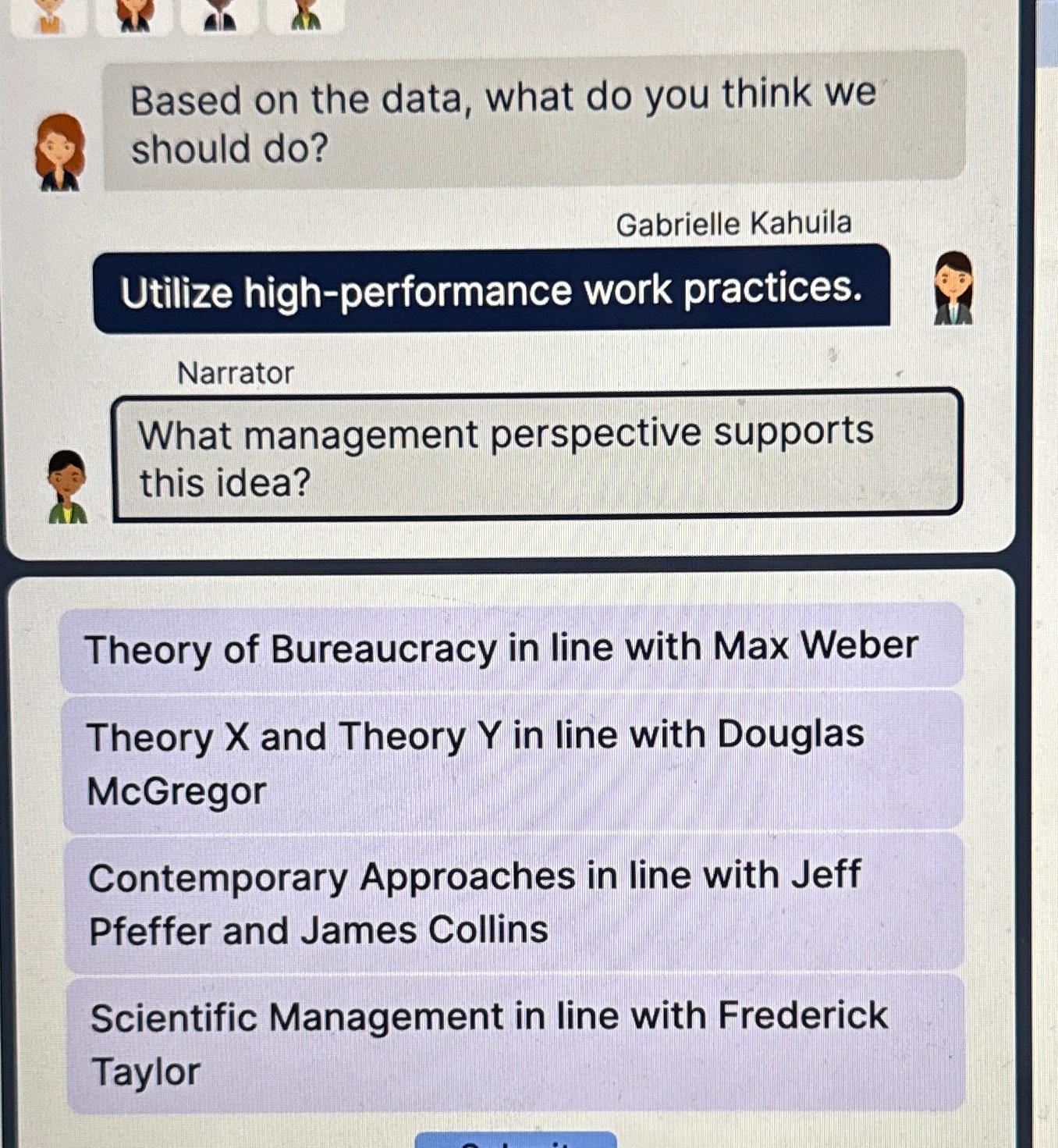  Based on the data, what do you think we should do?