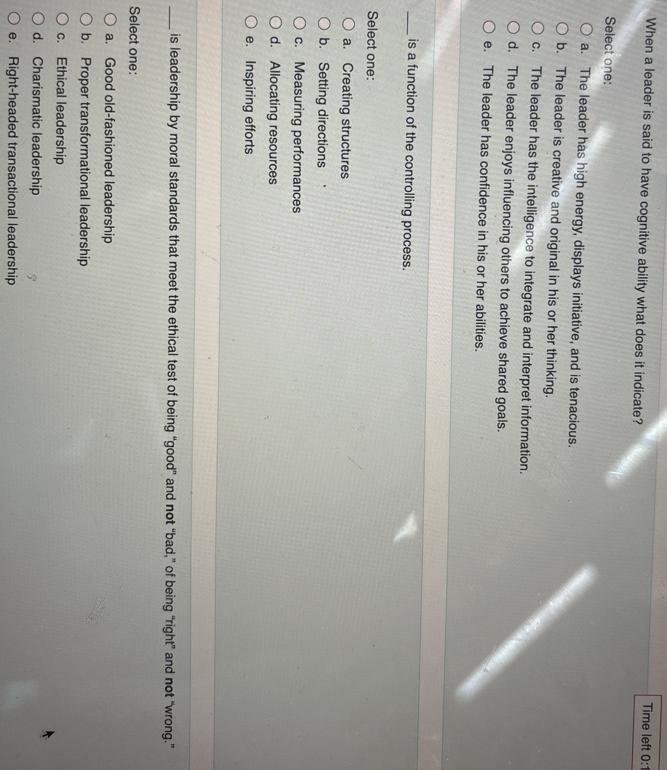  When a leader is said to have cognitive ability what does