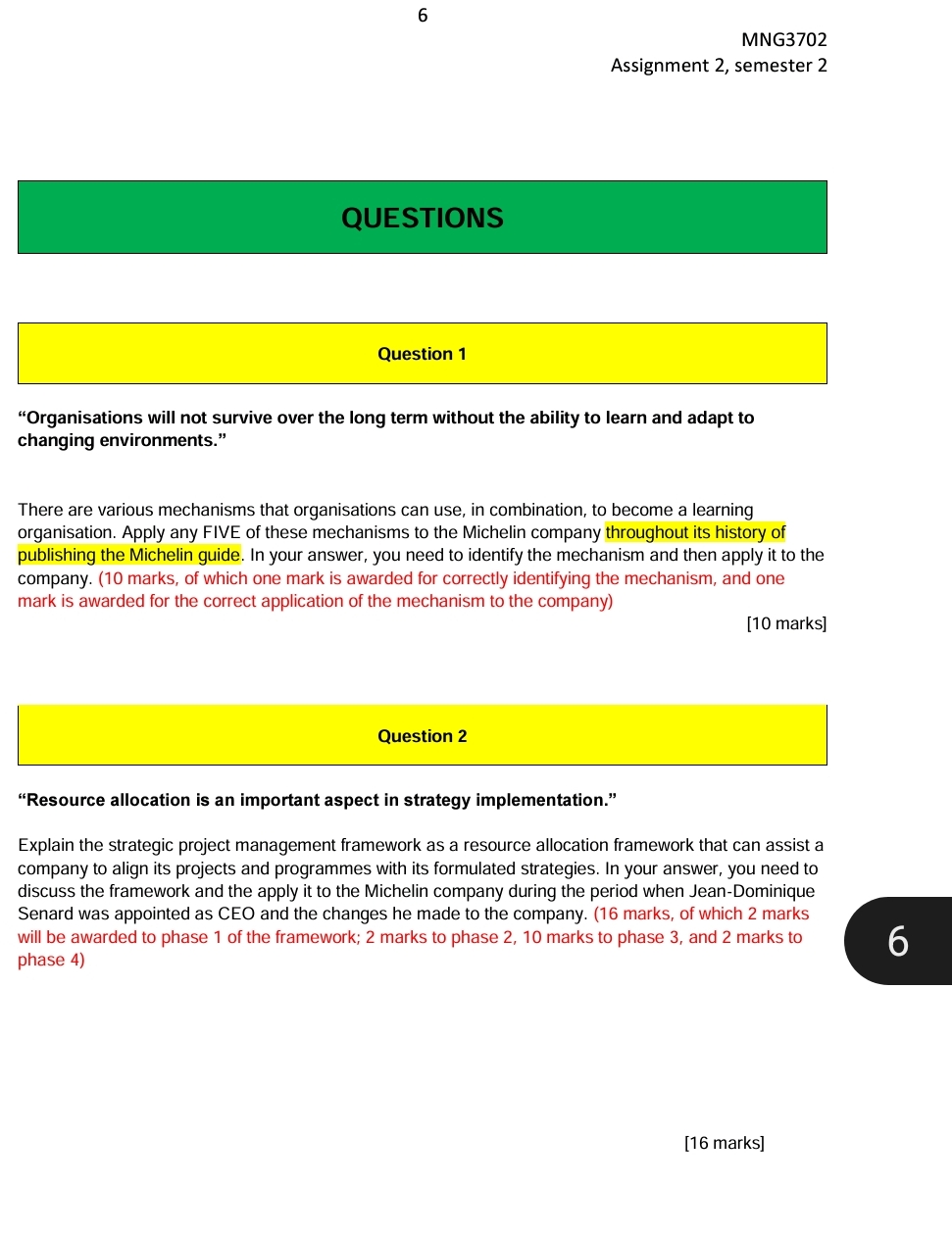  6 MNG3702 Assignment 2, semester 2 QUESTIONS Question 1 "Organisations will