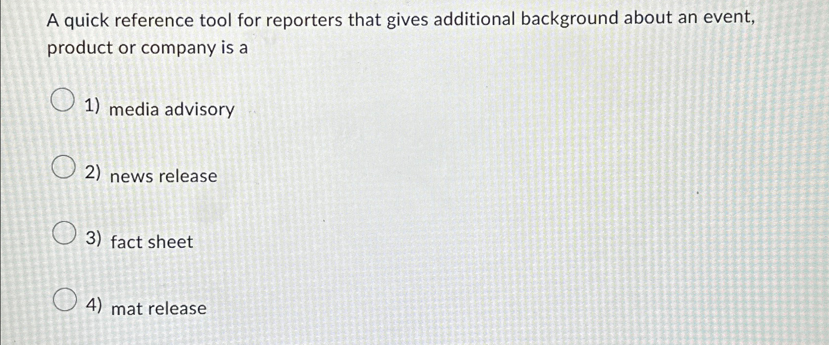  A quick reference tool for reporters that gives additional background about