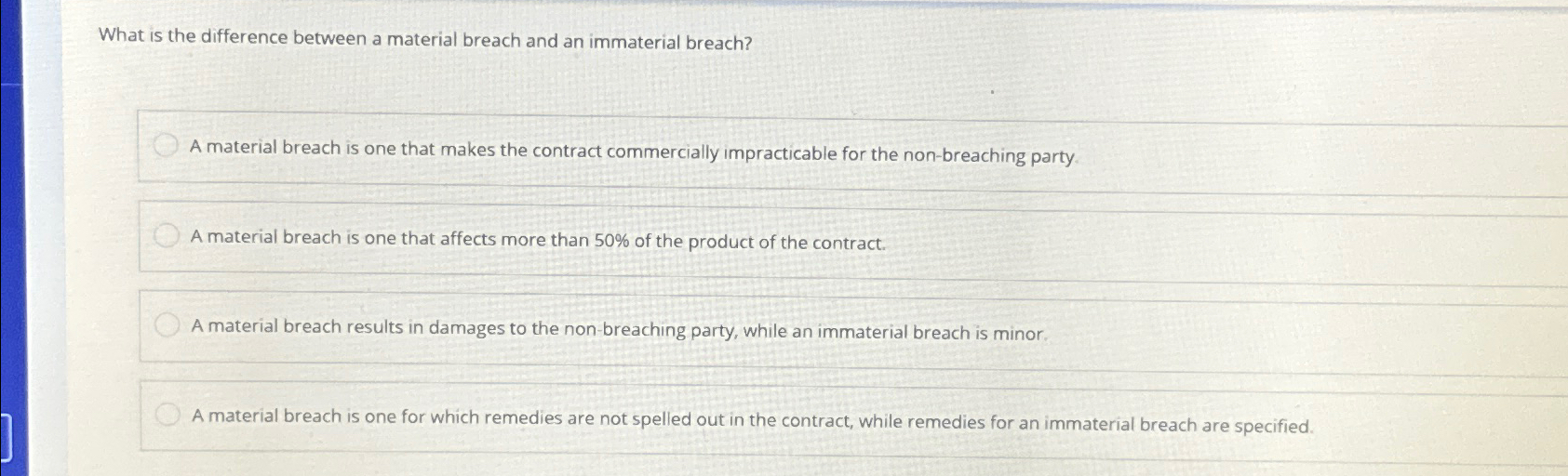  What is the difference between a material breach and an immaterial