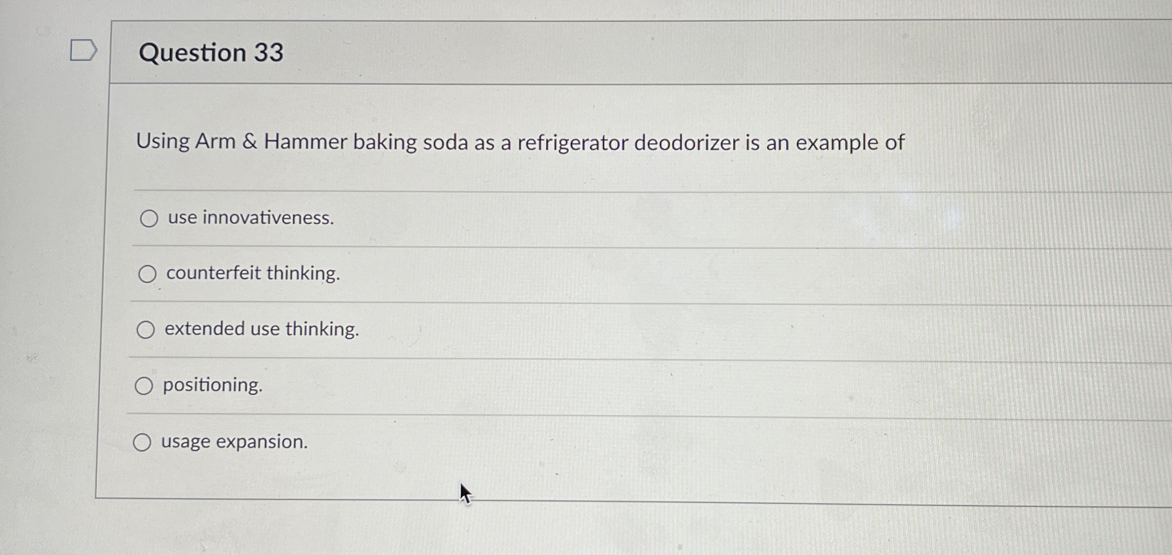  Question 33 Using Arm & Hammer baking soda as a refrigerator