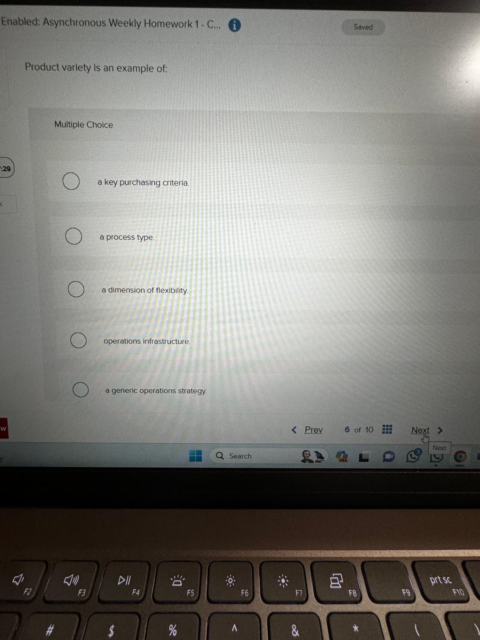  Enabled: Asynchronous Weekly Homework 1- C... Product variety is an example