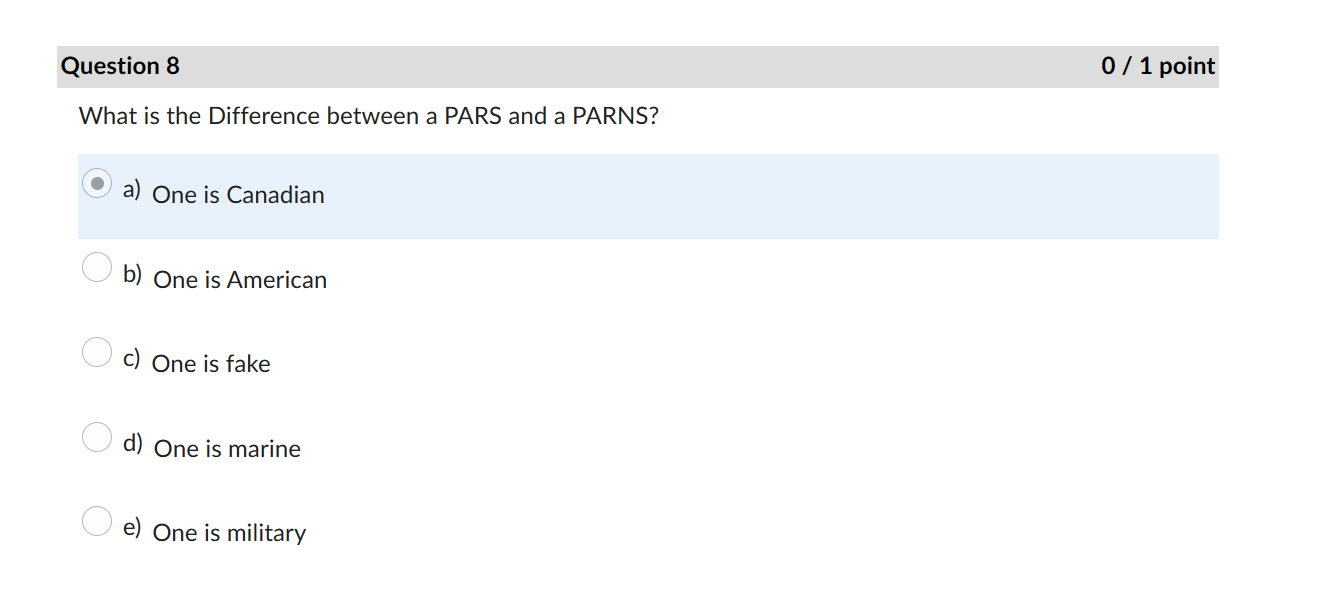  Question 8 What is the Difference between a PARS and a