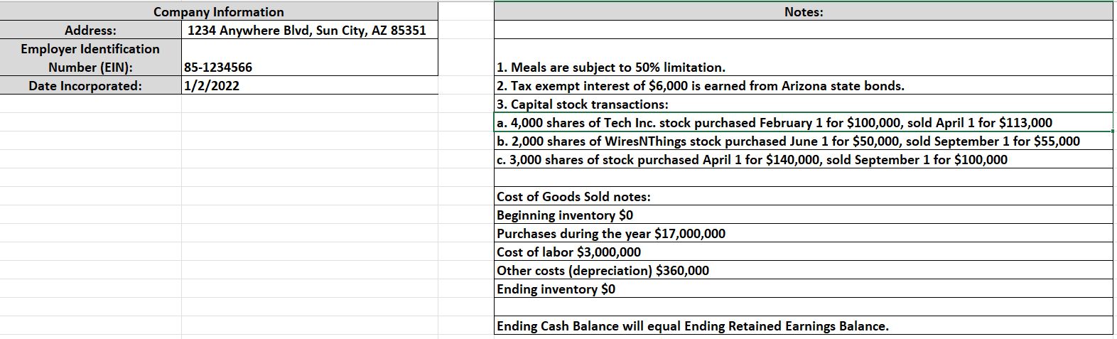 Part One: Tax ReturnComplete a downloaded Form 1120 from the IRS website