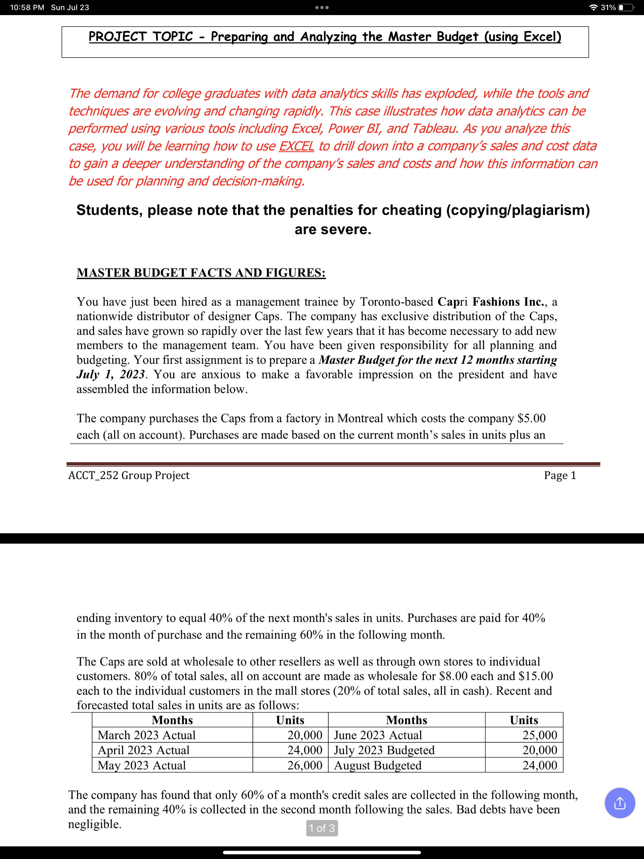  10:58 PM Sun Jul 23 31% PROJECT TOPIC - Preparing and