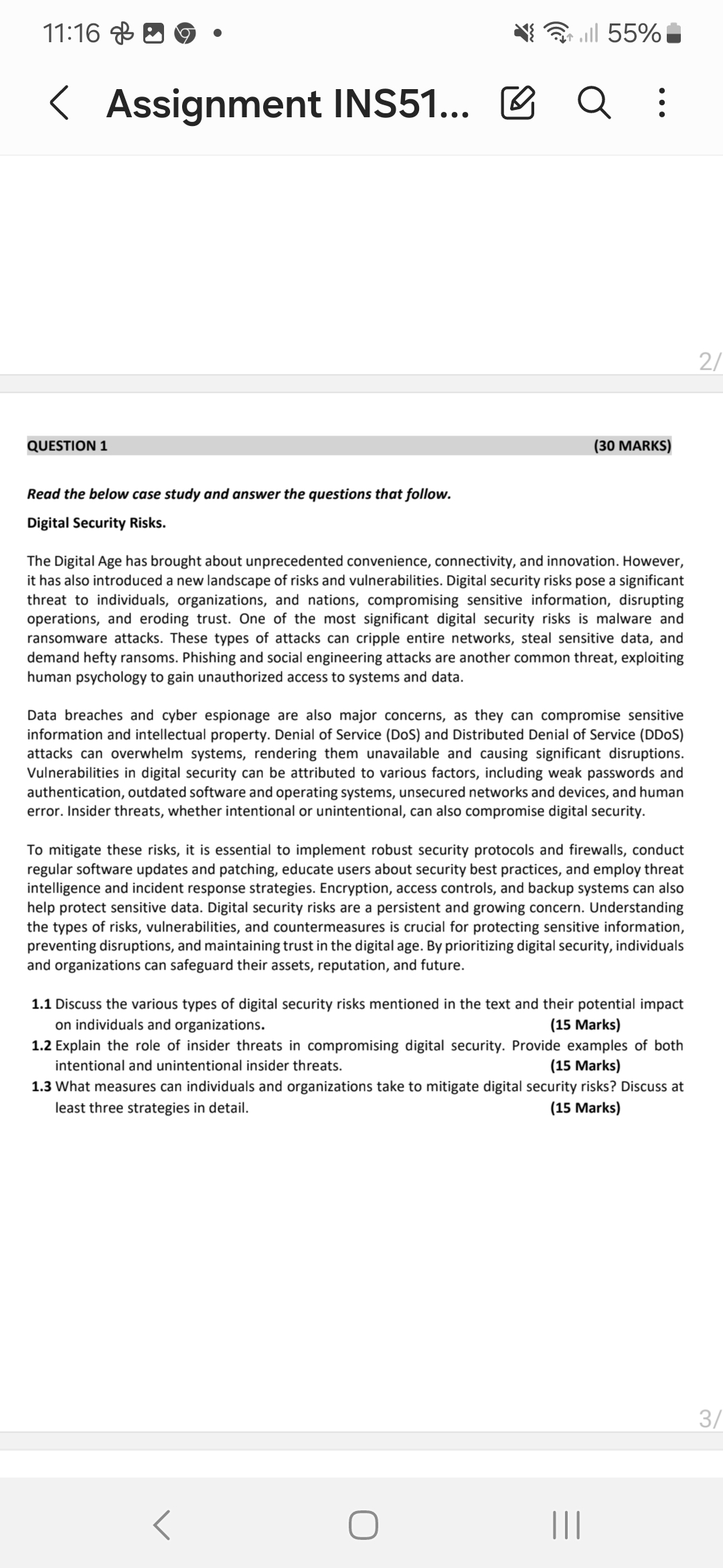 M6 ELBG o N = 55% = { Assignment INS51... &