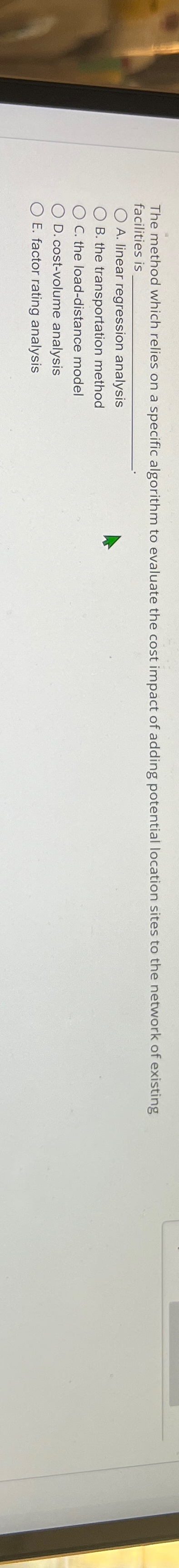  The method which relies on a specific algorithm to evaluate the