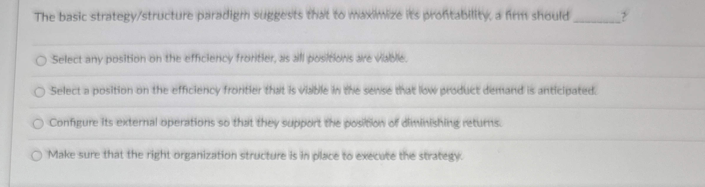  The basic strategy/structure paradigh suggests that to maximize its proktability, a