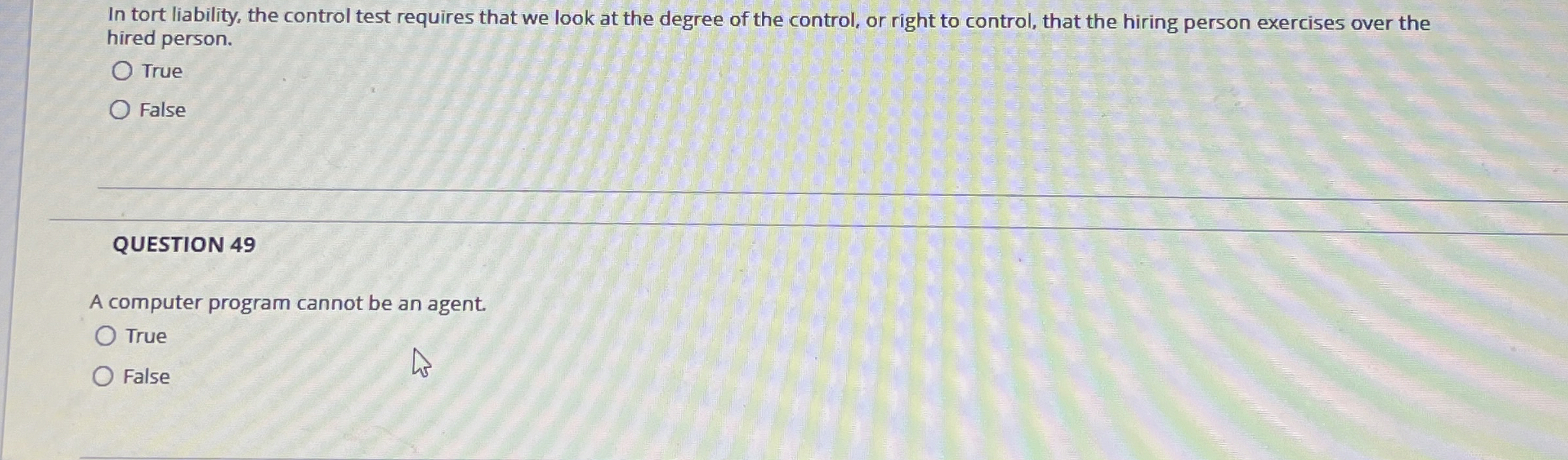 In tort liability, the control test requires that we look at
