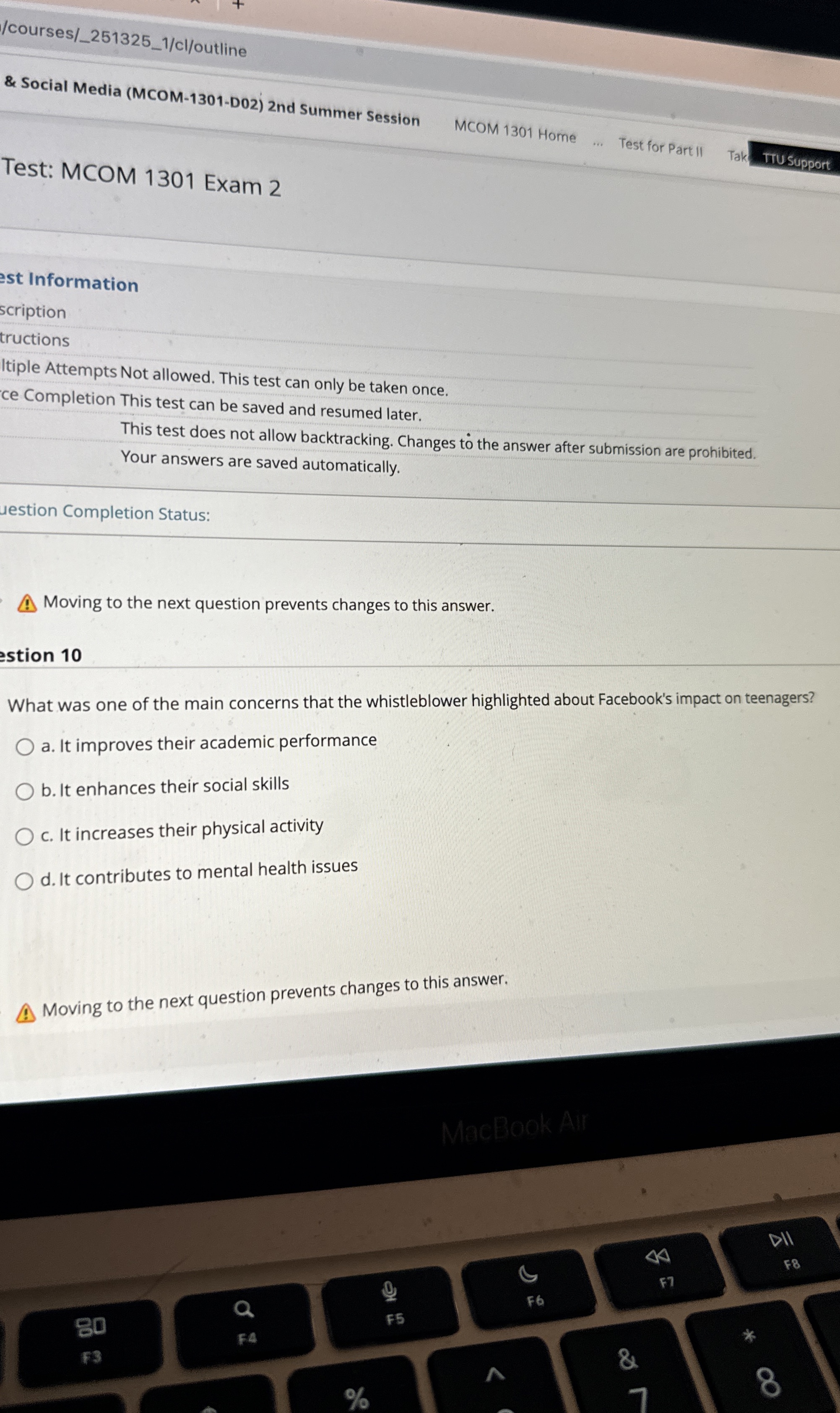  /courses/_251325_1/cl/outline & Social Media (MCOM-1301-D02)2nd Summer Session MCOM 1301 Home Test