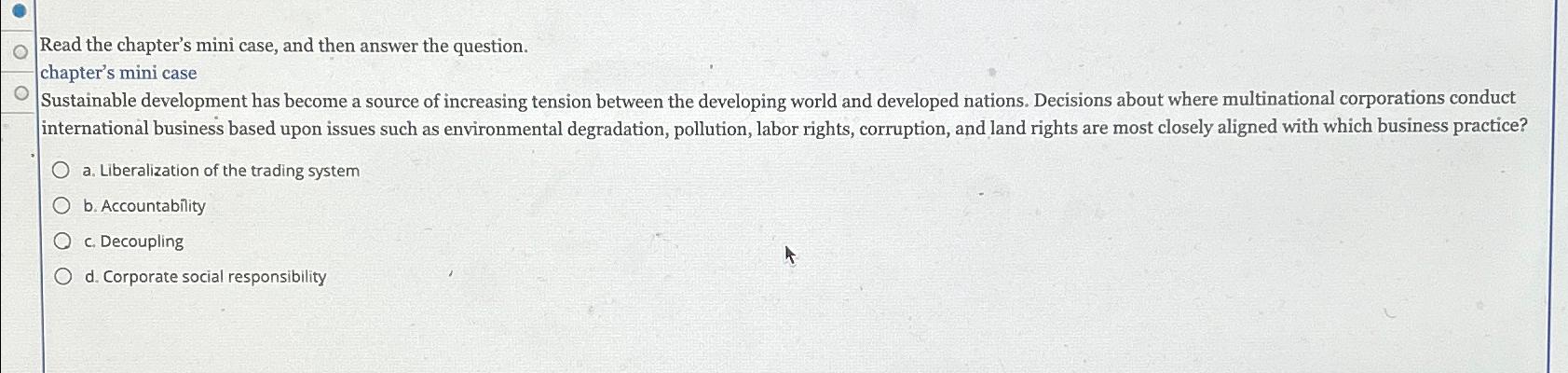  Read the chapter's mini case, and then answer the question. chapter's