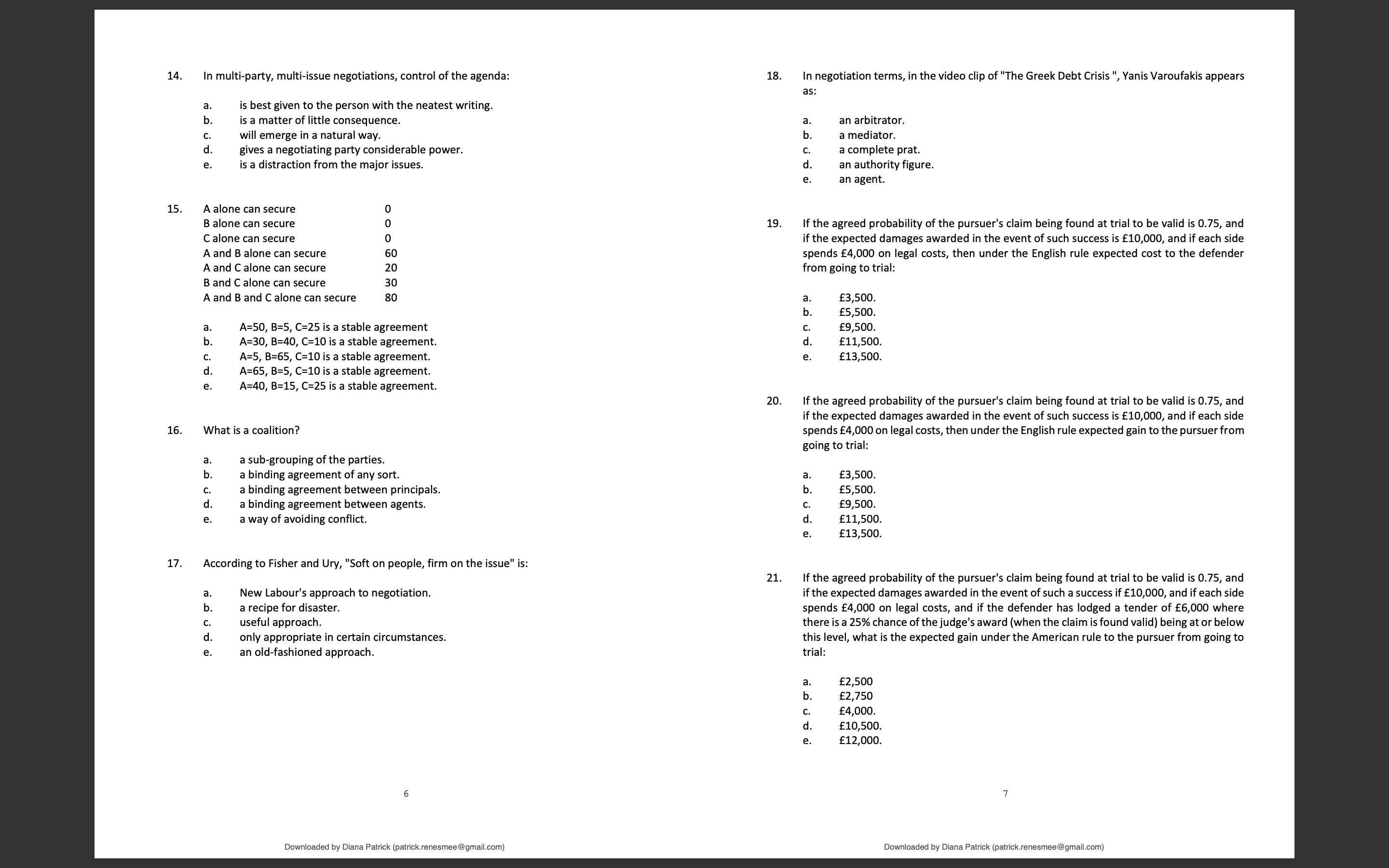 suggests that: Examination No: a the satisfaction from an item is dependent