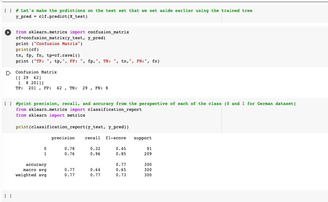 y_train) #Predict the response for test dataset y_prednew = nb. predict (X_test)
