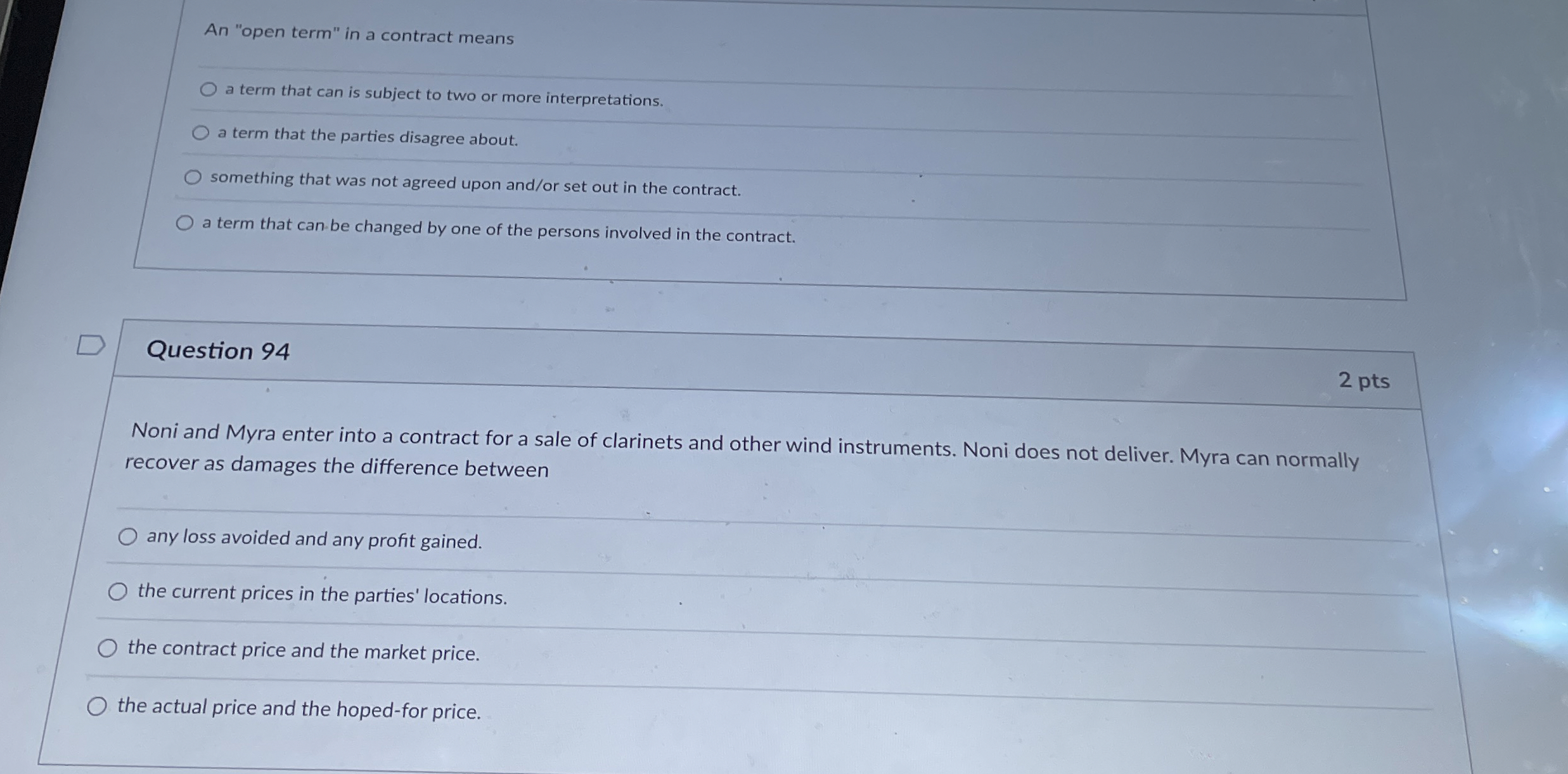  An "open term" in a contract means a term that can