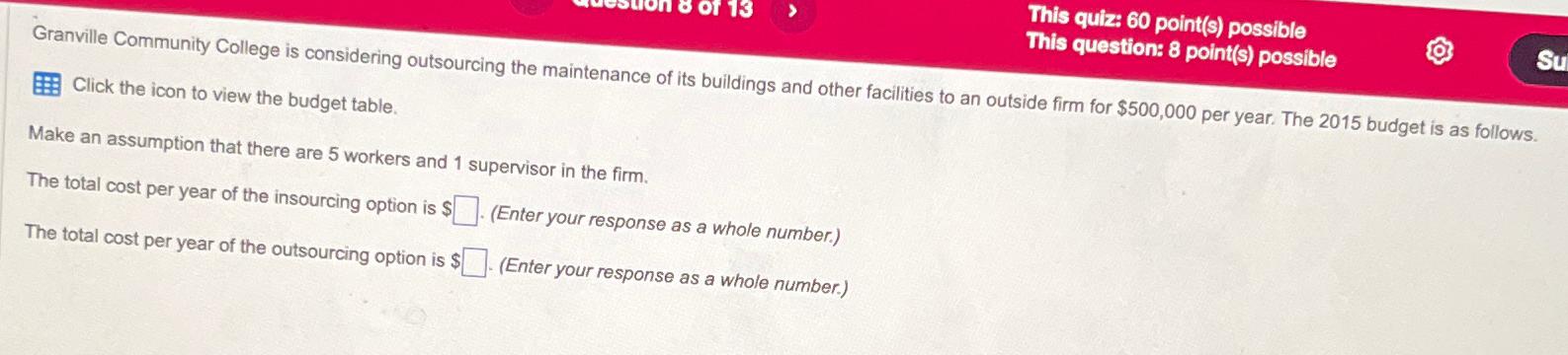  This quizi 60 point(s) possible This question: 8 point(s) possible Click
