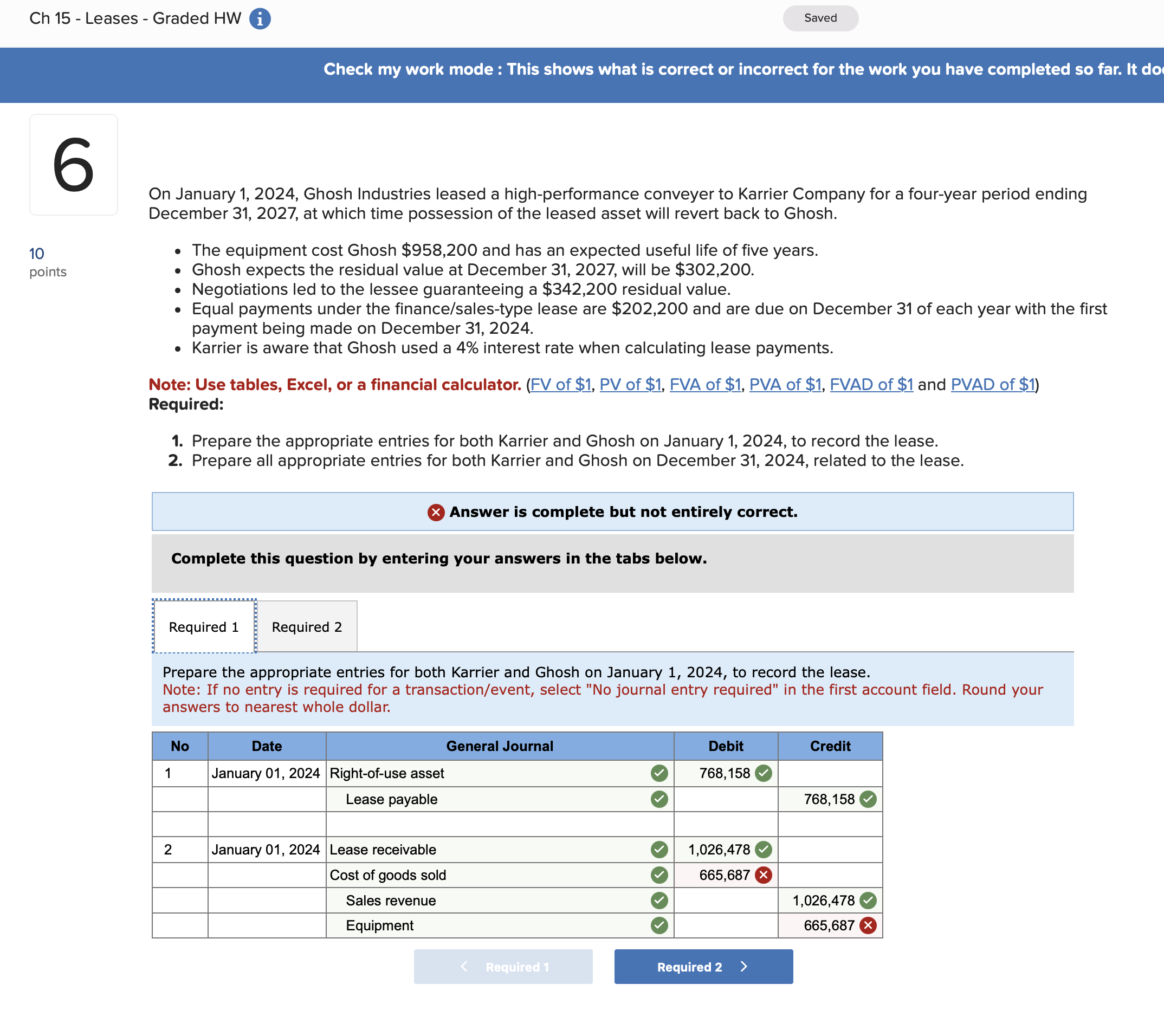 15 - Leases - Graded HW i Saved 4 On January 1,