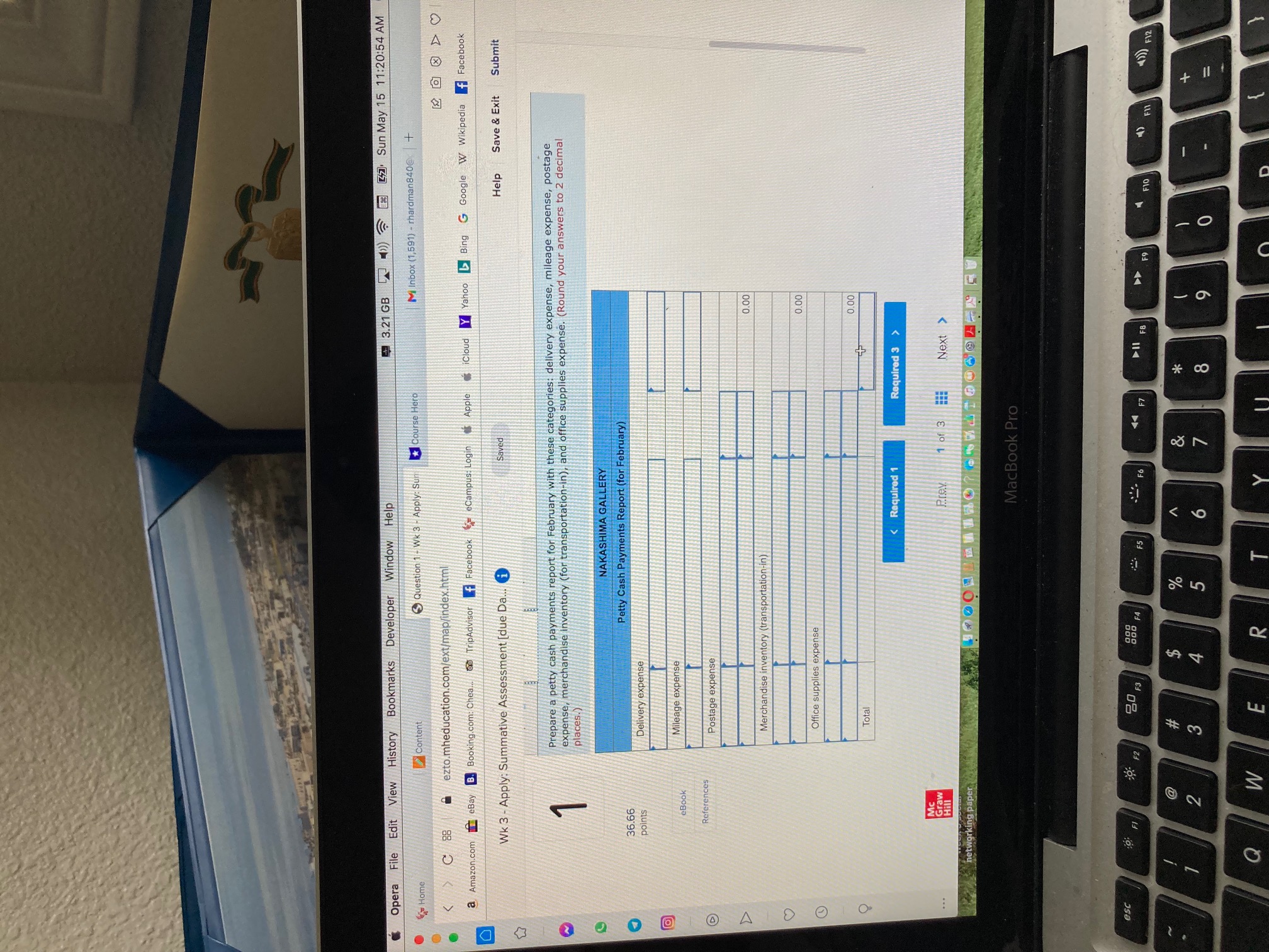Edit View History Bookmarks Developer Window Help Course Hero Mi Inbox (1,591)