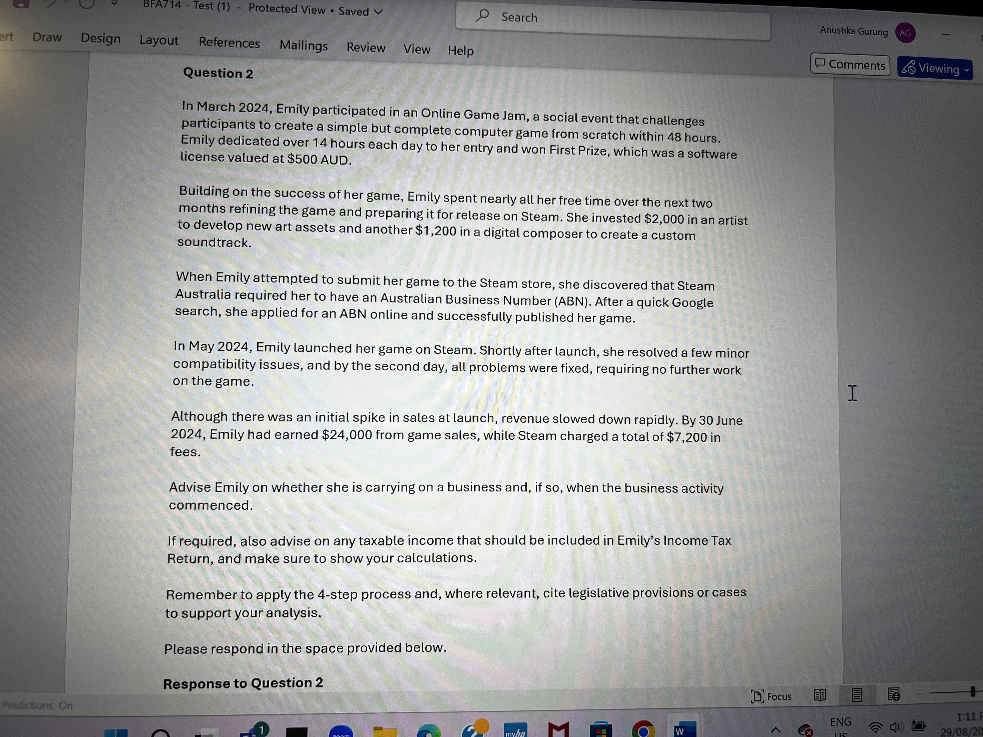 Question 1 Samantha was born in the United Kingdom but moved to