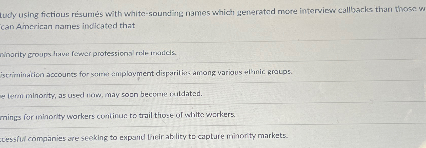  tudy using fictious rsums with white-sounding names which generated more interview