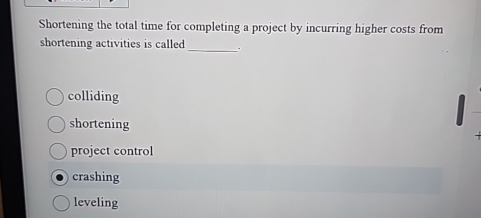  Shortening the total time for completing a project by incurring higher