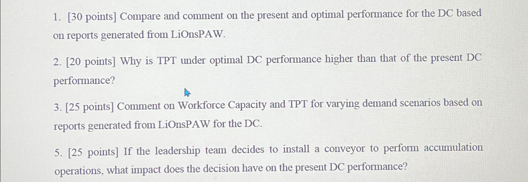  [30 points] Compare and comment on the present and optimal performance