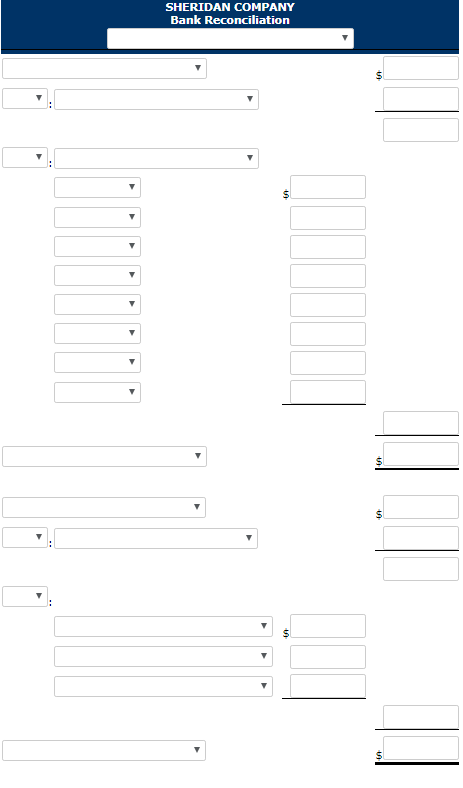 the bank reconciliation for Sheridan Company at October 31, 2017, is as